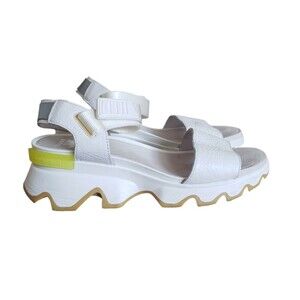 Shoes Sorel KINETIC White Leather Strap Wedge Sandals 1891901127 Women's Size 10